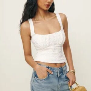 Reformation Balia Top In White Floral